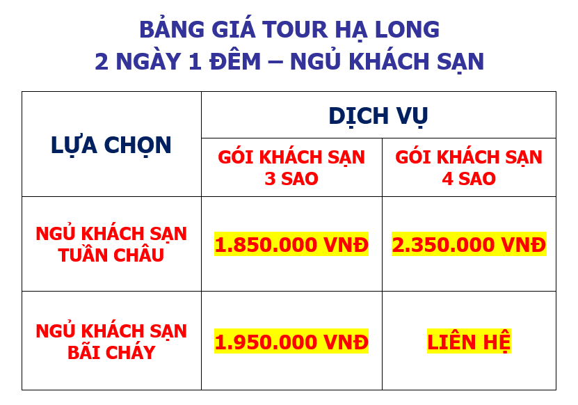 Ha Long 2 Ngay 1 Dem Ngu Khach San